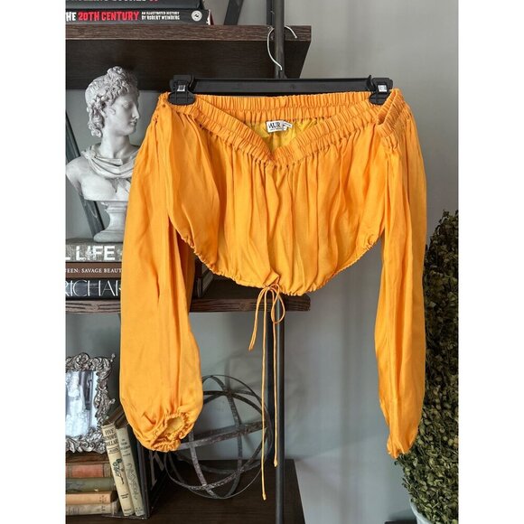 AMUR Rosalina Silk Off The Shoulder Crop Top Sunflower Womens Size Small - Picture 5 of 10